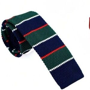 Striped Knit Tie in Green and Navy